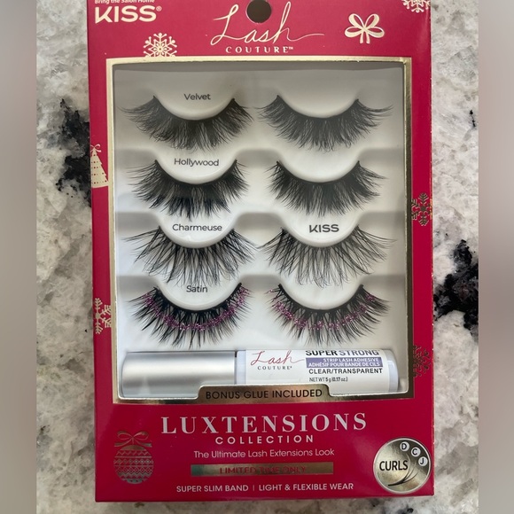 NIB Kiss Luxtensions Collection Lashes Super Slim Band Lgt. Weight 4 Pair w/Glue - Picture 3 of 5